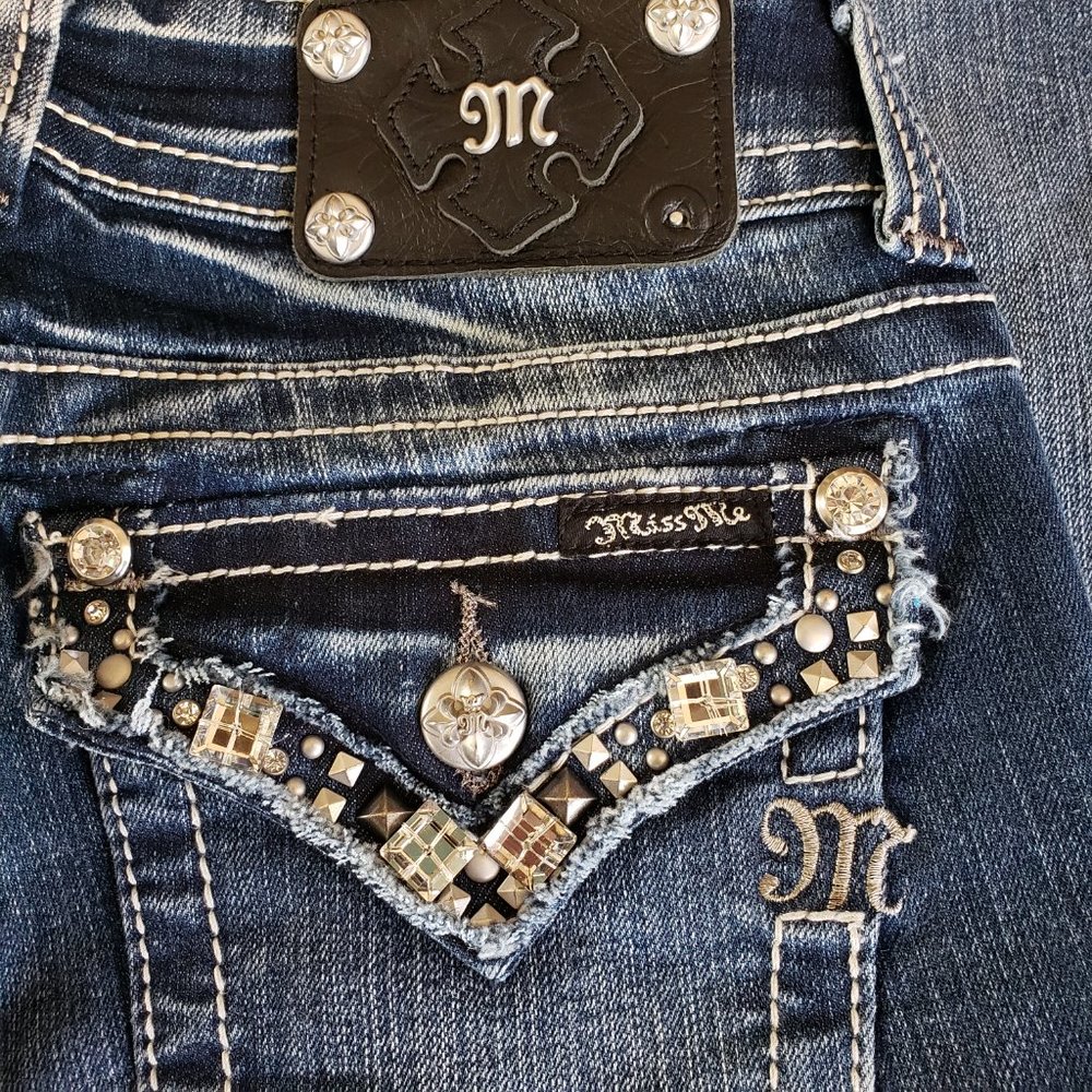Miss Me | Square Rhinestone Bootcut Jeans - Picture 7 of 7